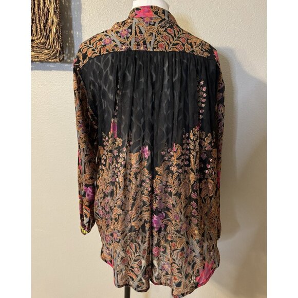 Tracy Reese Top 4 Silk Long Sleeve Floral Burnout Paisley Romantic Fairy Flowy - Picture 10 of 10